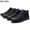 KULADA Boots Cow Suede Men's Winter Ankle Boot Men Warmest Snow Boots Double Zipper Side Boot Mens Casual Winter Shoes