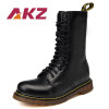 AKZ Mixed color Unisex Mid calf Boots New Fashion Autumn Winter warm Men Martin Boots High Quality Split leather Male High Boots