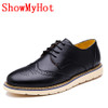 Men British Style Leather Oxford Shoes Men Retro Brogues Men's Genuine Leather sapatos femininos Dress Shoes Plus Size 11 12 13