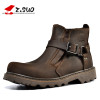 ZSUO Fashion Genuine Leather Men Boots Autumn Warm Winter Boots Men High Quality Breathable Cowboy Tooling Boots Men Shoes Botas