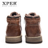 XPER Brand Mens Boots 2018 New Fashion Winter Shoes Gray Retro Motorcycle Boots Men Lace-Up Waterproof Footwear Zip #XHY14001