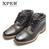 XPER Brand Mens Boots 2018 New Fashion Winter Shoes Gray Retro Motorcycle Boots Men Lace-Up Waterproof Footwear Zip #XHY14001