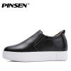PINSEN 2018 Autumn Women Flats Shoes Genuine Leather Slip-on Platform Height Increase Ladies Oxfords Shoes for Womens Creepers