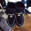 HQFZO Flats Shoes Woman Loafers  Slip On Flock Fur Tassels Fashion Casual Female Shoes Woman Winter Autumn Shoes Mujer2018