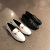 MOLAN Brand Designers 2018 New Arrival Metal Chain Woman Shoes Good Leather Slip On Flats Loafers Black White Large Size 35-41