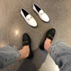 MOLAN Brand Designers 2018 New Arrival Metal Chain Woman Shoes Good Leather Slip On Flats Loafers Black White Large Size 35-41