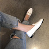 MOLAN Brand Designers 2018 New Arrival Metal Chain Woman Shoes Good Leather Slip On Flats Loafers Black White Large Size 35-41