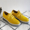 MLJUESE 2018 women flats horsehair  lace up Polka dot yellow  color autumn spring platform loafers casual shoes creeper shoes 