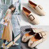  Women Flats Faux Genuine Leather Shoes Ladies Loafers Comfortable  Slip-on Moccasins Casual Shoes Women Boat Square Toe nude