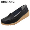 TIMETANG Shoes women casual loafers flats genuine leather slip-on sewing spring/autumn shoes synthetic waterproof female C279