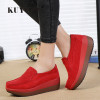 KUYUPP Platform Shoes Woman Flat Shoes Women Flats Slip On Leather Loafers Creepers Breathable Casual Shoes Plus Size 10 D1478