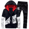 Casual sporting suit men warm hooded tracksuit track polo men's sweat suits set zipper patchwork letter print large size 5XL big