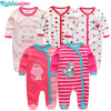 2018 5PCS/lot Newborn Baby Girl Rompers Full Long Sleeve Cotton Jumpsuit O-Neck 0-12M Baby Playsuit Clothes Inftant Boy Clothing