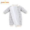 Pureborn 1 Set Warm Cotton Baby Romper Winter Infant Girls Boys With Smile Face Long Sleeve Romper+First Walkers+Infant Gloves