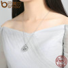 BAMOER Genuine 925 Sterling Silver Medium Petite Memories Floating Locket Necklaces &amp; Pendants Sterling Silver Jewelry PSF001