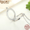 BAMOER Genuine 925 Sterling Silver Medium Petite Memories Floating Locket Necklaces &amp; Pendants Sterling Silver Jewelry PSF001