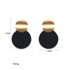 Unique Black Stud Earrings Trendy Gold Color Round Metal Statement Earrings for Women New Arrival wing yuk tak Fashion Jewelry 