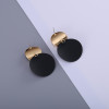 Unique Black Stud Earrings Trendy Gold Color Round Metal Statement Earrings for Women New Arrival wing yuk tak Fashion Jewelry 