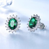 UMCHO Princess Stud Earrings Created Emerald Gemstone 925 Sterling Silver  Engagement Wedding Earrings For Women Fine Jewelry