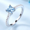 UMCHO Sky Blue Topaz Rings For Women Real Solid 925 Sterling Silver Korean Fashion Ring Birthstone Girl Gift Wholesale Jewelry 