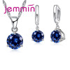 Jemmin New Arrival 8 Colour AAA Crystal Jewelry Set 925 Sterling Silver Earring Necklace Set Women Girls Party Three-Claw Gift