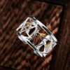 Lotus Fun Real 925 Sterling Silver Handmade Fine Jewelry Oriental Element Window Decoration Paper-cut Design Rings For Women