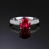 JewelryPalace Cushion 2.6ct Created Red Ruby Solitaire Engagement Ring 925 Sterling Silver Ring Fashion Design Fine Jewelry