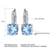 UMCHO Solid Silver 925 Jewelry Round Created Nano Sky Blue Topaz Clip Earrings For Women Birthday Gifts Charms Fine Jewelry