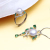 FENASY 925 Sterling Silver jewelry sets for women,Emerald drop earrings,natural pearl pendants&amp;necklaces engagement ring set