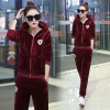 Velvet tracksuit for women autumn and winter women's fashion large size leisure suit female plus size jacket+pants 2 piece sets