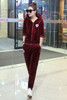 Velvet tracksuit for women autumn and winter women's fashion large size leisure suit female plus size jacket+pants 2 piece sets