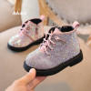 AAdct Cotton warm crystal little girls boots Non-slip shinning baby boots 2018 Winter princess baby shoes soft sole 1-3 years