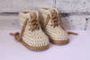 Crochet baby booties, Baby Boys Booty "Combat" Boots, Beige Crochet Baby Booties, street shoes, Size 0-12 months