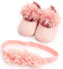New summer flower style Infant baby girls shoes + headband first walker princess set dress soft sole mary jane shoes