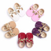 Puseky Sweet Casual Princess Girls Baby Kids Pu Leather Solid Crib Babe Infant Toddler Cute Bow Baby Shoes 5Colors