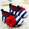 Toddler Stripe Flower Crib Shoes Soft Sole Kid Girls Baby Shoes Prewalker