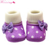 Cute Dot Newborn Baby Girls Bowknot Fleece Snow Boots Booties White Princess Shoes