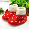 Cute Dot Newborn Baby Girls Bowknot Fleece Snow Boots Booties White Princess Shoes