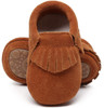 New hot sell genuine suede leather Baby moccasins shoes fringe solid hard Rubber sole baby shoes first walker toddler baby boots