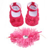 Baby Shoes Photo First Walkers Infant Footwear For Newborns Headdress Set Head Flower Bows Toddler Soft Soled Crib Shoes