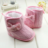 Winter Toddler Fleece Snow Boot Baby Shoes Infant Knitted Bowknot Crib Shoes Baby Warm Shoes Red Gray Pink Baby Booties