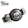 Genuine Leather Bangle Alloy Skull Bracelet Street Fashion Adjustable Belt Buckle Bracelets &amp; Bangles Men's Rock Jewelry 