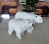 a pair of simulation polar bear toys handicraft resin&amp;fur white polar bear dolls gift 0971