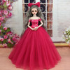 Dress + Veil / 3 Colors Pink &amp; Red Voile Party Dress Evening Gown Clothing Outfit Accessories For 1/4 BJD SD Xinyi 45-50CM Doll