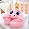 Cartoon Unicorn Plush Toy Soft Stuffed Animal Cushion Travel Pillow Car Airplane Soft Nursing Cushion with Hat Plush Toys