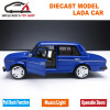 1/32 Diecast Scale Model, Russian Lada Cars Replica, Metal Toy As Boys Gift With Openable Doors/Music/Pull Back Function/Light