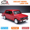 1/32 Diecast Scale Model, Russian Lada Cars Replica, Metal Toy As Boys Gift With Openable Doors/Music/Pull Back Function/Light