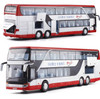 High quality 1:32 alloy pull back bus model high simitation Double sightseeing bus flashing toy vehicle