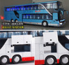 High quality 1:32 alloy pull back bus model high simitation Double sightseeing bus flashing toy vehicle