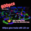 600pcs Magic Electronics Car Flashing Lights Glowing Race Tracks Miraculous Glowing Race Track Bend Flash Track in the Dark toy